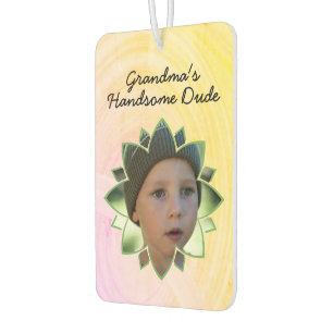 Désodorisant Pour Voiture Forme de fleur Fond coloré photo interchangeable