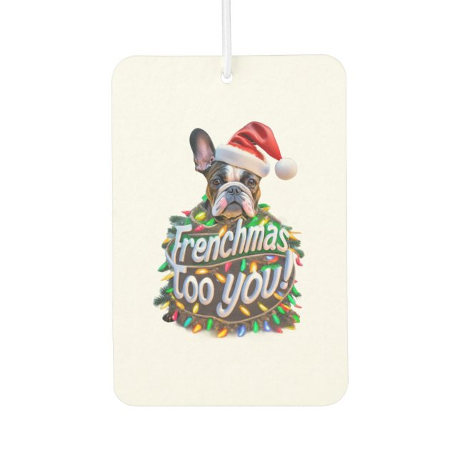 Désodorisant Pour Voiture Frenchmas to you Bulldog Chien de Noël Lumière (Devant)