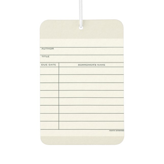 Désodorisant Pour Voiture Freshener de la carte de bibliothèque (Devant)