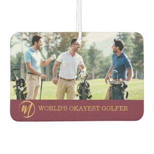 Désodorisant Pour Voiture Funny Burgundy Monogram Photo de golf