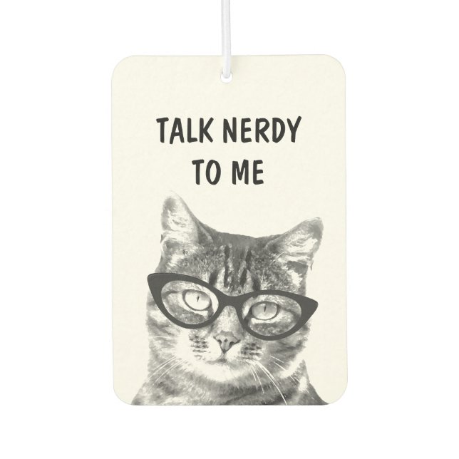 Désodorisant Pour Voiture Funny NERDY CAT photo voiture air freshener (Devant)