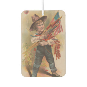Désodorisant Pour Voiture Garçon avec Feux d'Artifice, Drapeau Américain, Im