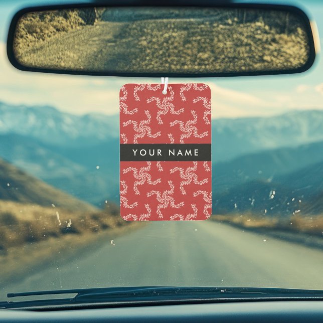 Désodorisant Pour Voiture Garland de Noël, Rouge, Votre nom, Personnaliser (Créateur téléchargé)