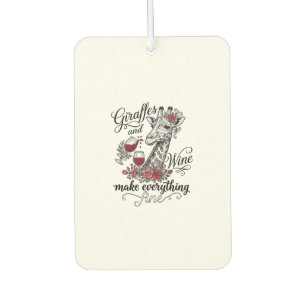 Désodorisant Pour Voiture Girafes Et Vin Gravure Vintage Design De T-Shirt_1