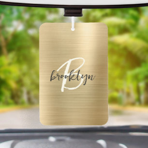 Désodorisant Pour Voiture Glam Gold Métal Brossé Monogramme Noir Blanc