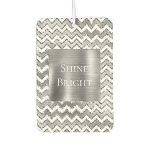 Désodorisant Pour Voiture Glam Silver White Zigzag Stripes