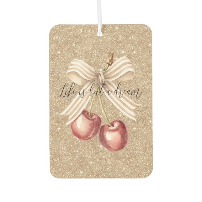 Désodorisant Pour Voiture Gold Glitter Red Cherries (Devant)