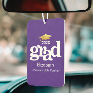 Désodorisant Pour Voiture Graduation Gold Casquette Moderne Gras Typographie