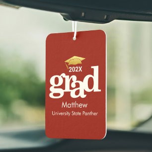 Désodorisant Pour Voiture Graduation Gold Casquette Moderne Gras Typographie