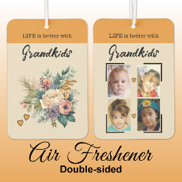 Désodorisant Pour Voiture Grandkids 4 photo coeur floral orange