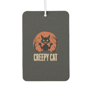 Désodorisant Pour Voiture Graphique de lune vintage Chat effrayant Halloween