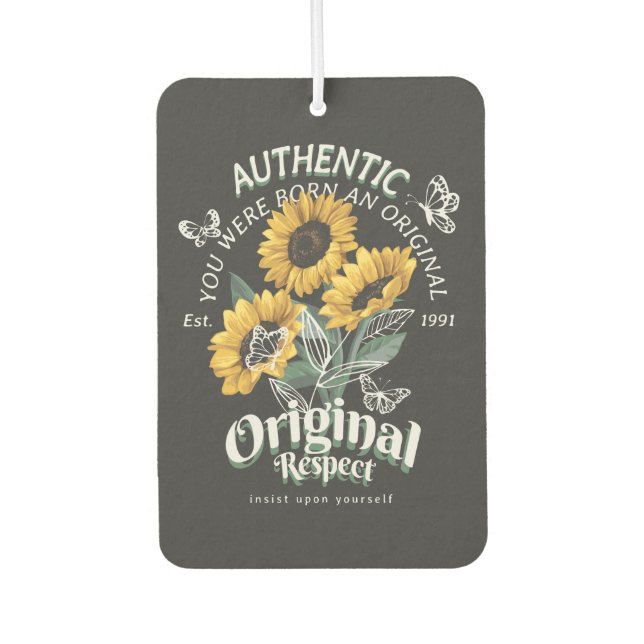 Désodorisant Pour Voiture Graphique des tournesols et papillons (Devant)