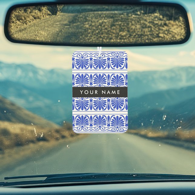 Désodorisant Pour Voiture Grec Fret Arabesque Bleu, Votre Nom, Personnaliser (Créateur téléchargé)