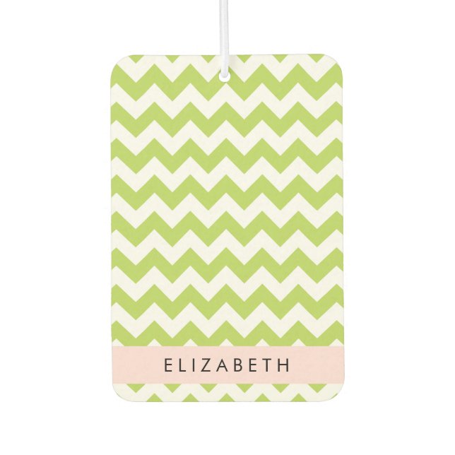 Désodorisant Pour Voiture Green Zigzag, Green Chevron, Votre Nom (Devant)