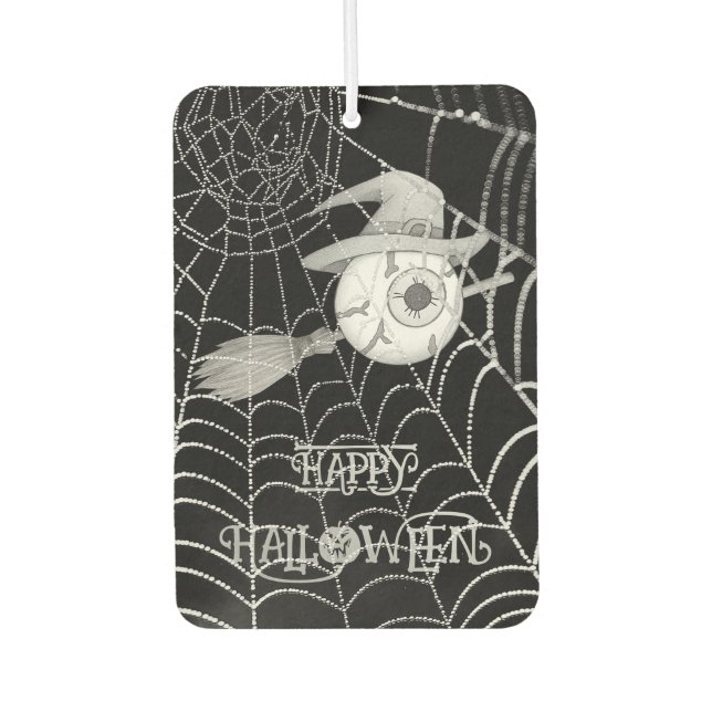 Désodorisant Pour Voiture Halloween balai sorcière, globe oculaire effrayant (Devant)