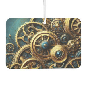 Désodorisant Pour Voiture Horloge Steampunk Or et Sarcelle