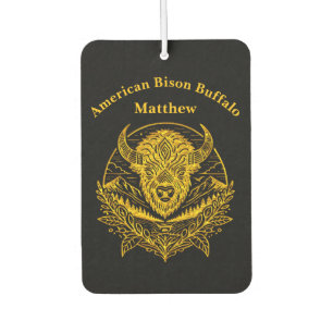 Désodorisant Pour Voiture Illustration complexe d'un bison d'or dans la natu