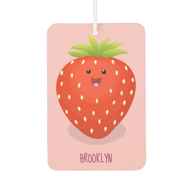 Désodorisant Pour Voiture Illustration de la fraise Cute kawaii (Devant)
