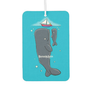 Désodorisant Pour Voiture Illustration de mignons baleines et voiliers