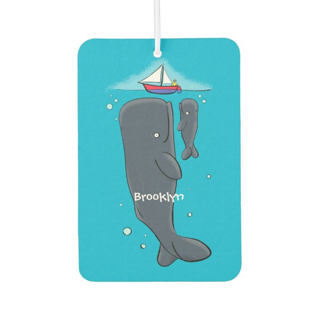 Désodorisant Pour Voiture Illustration de mignons baleines et voiliers (Devant)