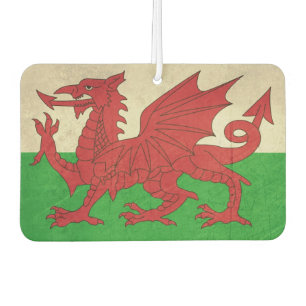 Désodorisant Pour Voiture Illustration du drapeau Grunge Welsh Dragon
