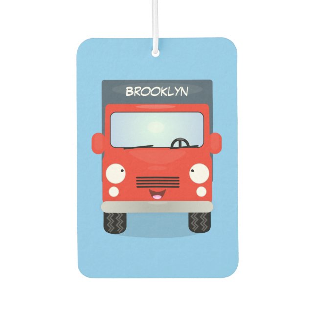 Désodorisant Pour Voiture Illustration d'un camion kawaii rouge mou (Devant)