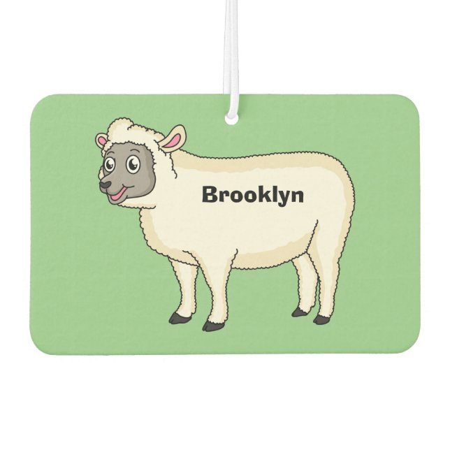Désodorisant Pour Voiture Illustration d'un mouton joyeux (Devant)