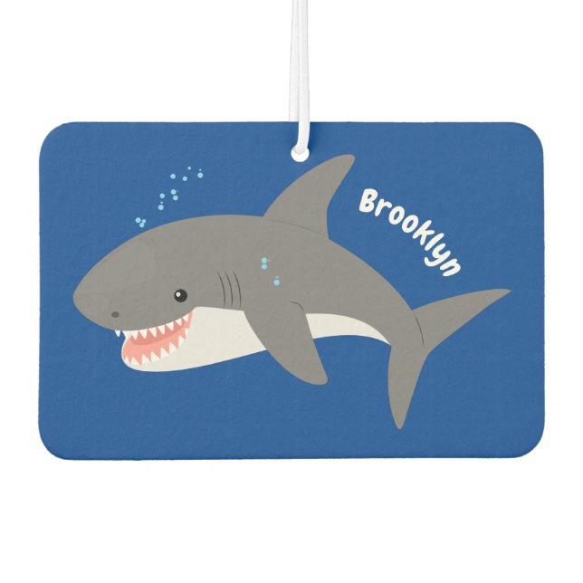 Désodorisant Pour Voiture Illustration joyeuse du grand requin blanc (Devant)
