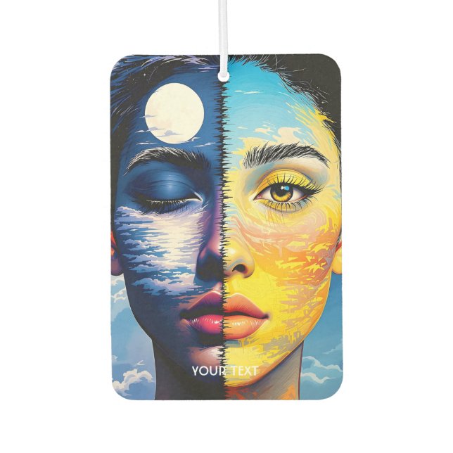 Désodorisant Pour Voiture Imaginaire Mignonne Jour Nuit Visage (Devant)