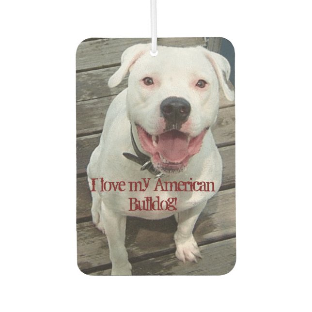 Désodorisant Pour Voiture J'adore mon American Bulldog ! Fraîcheur d'air de  (Devant)