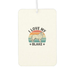 Désodorisant Pour Voiture J'aime mon chien Blake Design de gravure rétro_1