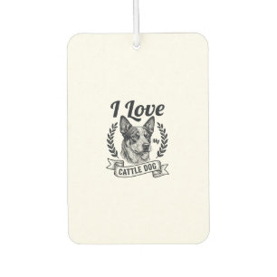 Désodorisant Pour Voiture J'aime mon chien de troupeau design de gravure vin