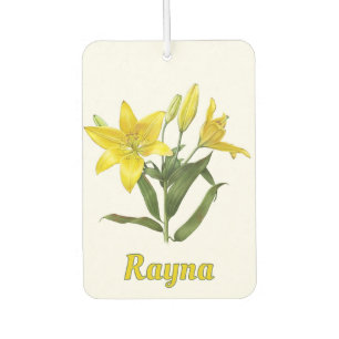 Désodorisant Pour Voiture Jaune Oriental Lily Botanique Art Personnalisé