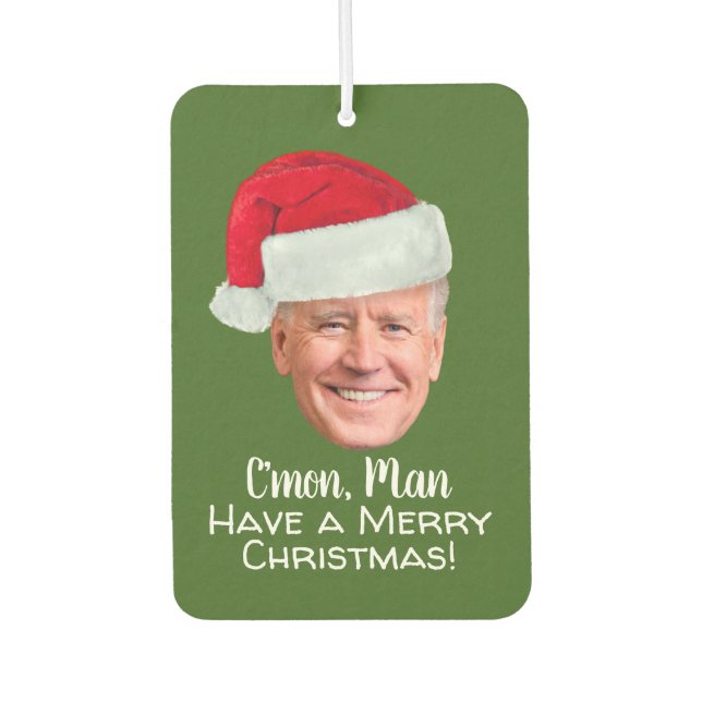 Désodorisant Pour Voiture Joe Biden Santa Hat - C'mon homme Joyeux Noël (Devant)