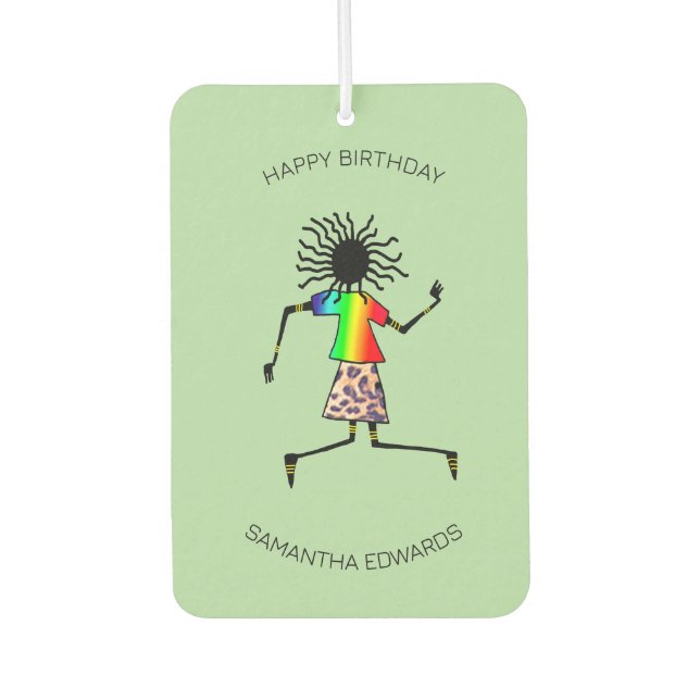 Désodorisant Pour Voiture Joyeux Anniversaire, Belle Danseur Africaine (Devant)