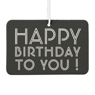 Désodorisant Pour Voiture "Joyeux Anniversaire !" Noir & Blanc