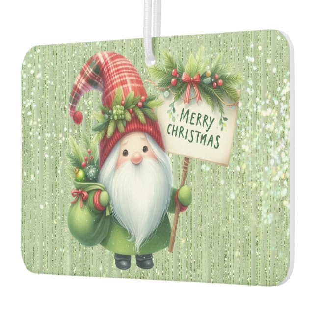 Désodorisant Pour Voiture Joyeux Noël Green Gnome Gliterie (Gauche)