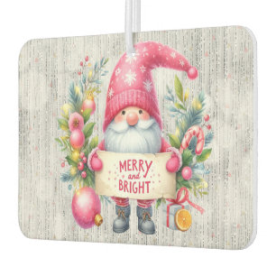 Désodorisant Pour Voiture Joyeux Noël rose Gnome Glittery