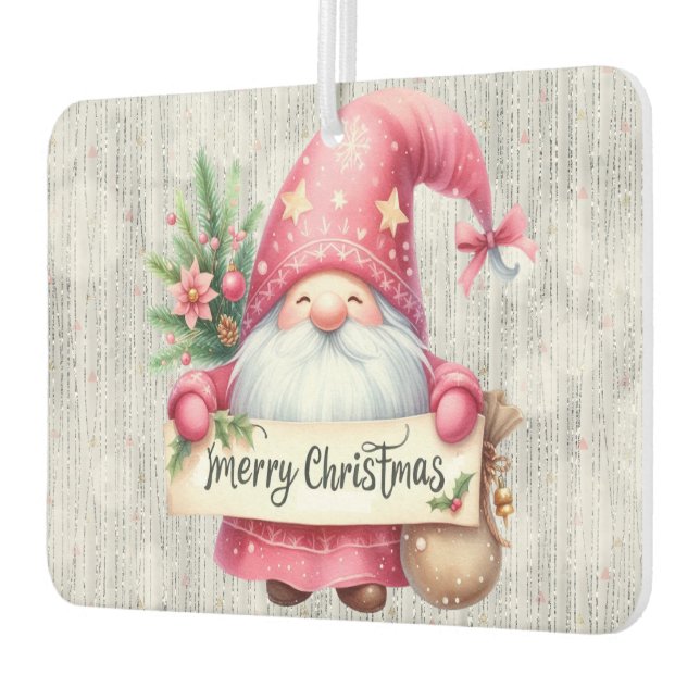 Désodorisant Pour Voiture Joyeux Noël rose Gnome Glittery (Gauche)