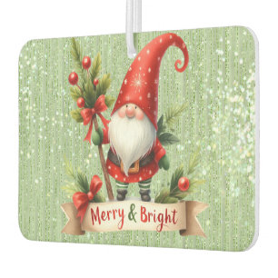 Désodorisant Pour Voiture Joyeux Noël Rouge Gnome Glitterie