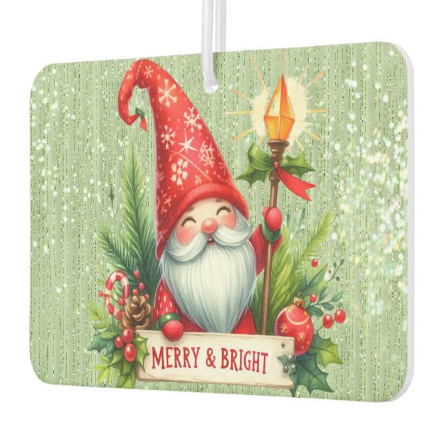Désodorisant Pour Voiture Joyeux Noël Rouge Gnome Glitterie (Gauche)