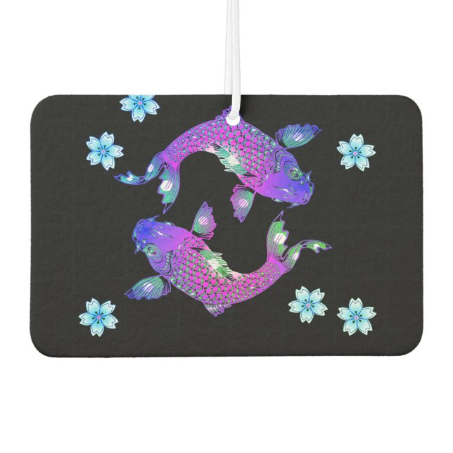 Désodorisant Pour Voiture Koi poisson oriental japonais violet noir (Devant)