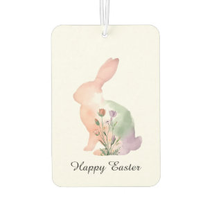 Désodorisant Pour Voiture Lapin de Pâques à l'aquarelle douce 