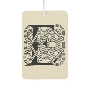 Désodorisant Pour Voiture Lettre E Noeud Celtique Monogramme Vintage