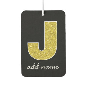 Désodorisant Pour Voiture Lettre monogramme J - Parties scintillant d'étince