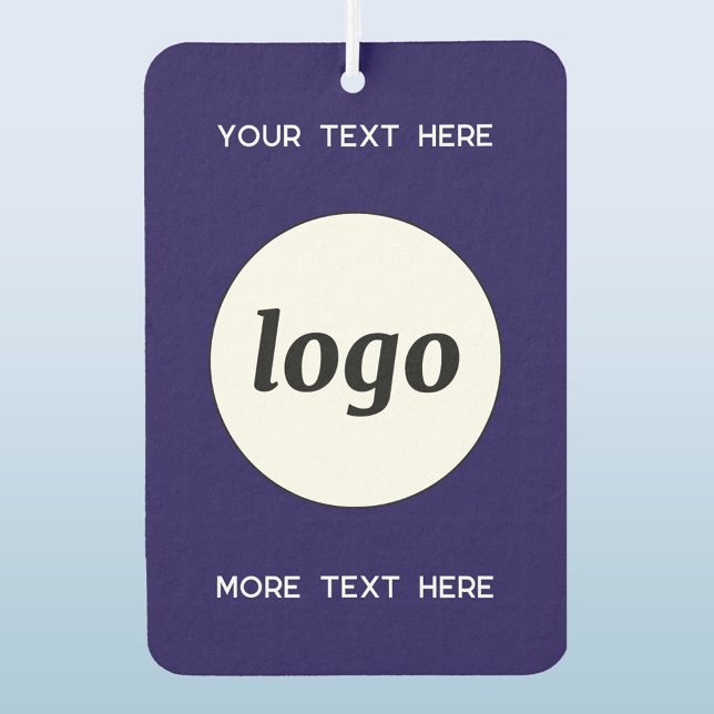 Désodorisant Pour Voiture Logo Avec Texte Entreprise Promotion Marine Bleue (Simple logo with custom text business branding promotional motor vehicle car air freshener)