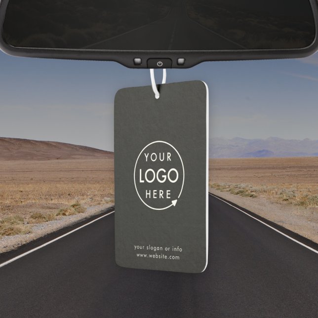 Désodorisant Pour Voiture Logo commercial | Black Stylish (Sleek black company branded air fresheners for small business fleet, gifting & promotional swag.)