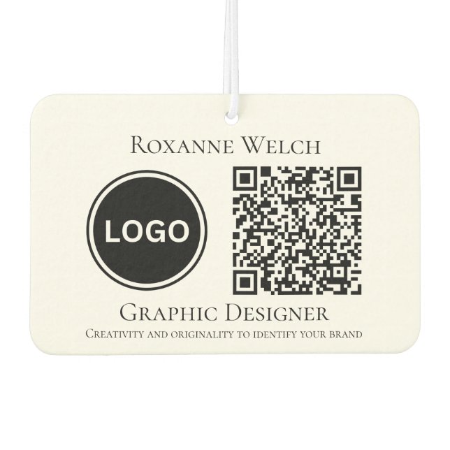 Désodorisant Pour Voiture Logo rond Code QR Entreprise Grand (Devant)
