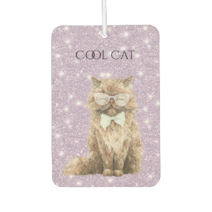 Désodorisant Pour Voiture Lunettes de chat cool marron pailletées scintillem