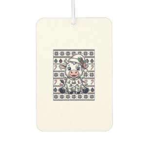 Désodorisant Pour Voiture Modèle de pull moche de Noël de vache gravé vintag